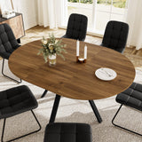 Extendable Round Dining Table Set for 6 People, 43.3"-59.1" Extendable Kitchen Table with 6 Upholstered Chairs