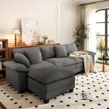 PHI VILLA Sectional Cloud Couch L Shaped 4-Seat Modular Sofa with Ottoman