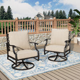 MIXPATIO, 2 Pack, Metal, Swivel Rocking Chairs, 5.75" Cushions, Beige