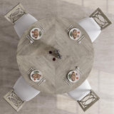 47 Inch Round Dining Table for 4-6 People, Circle Dinner Table with Wooden Cross Pedestal Base