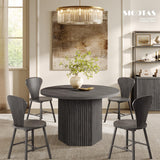 Round Dining Table for 4 6 People 47" Fluted Kitchen Dinner Table Modern Wooden Circle Dining Room Table