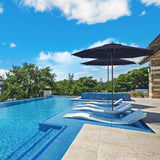 Midtown Umbrellas Push & Pop 10 Ft Patio Umbrellas with Push & Pop Mechanism, 8 Fiberglass Ribs & Terylast Polyester Fabric – For Deck, Pool, Cafés and Hotels – Navy Canopy, Silver Pole