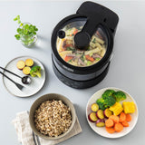 Aroma Housewares Professional 8-Cup (Cooked) SmartCarb Multicooker and Flavor-Lock Food Steamer for Low-Carb Rice and Grains, Glass Inner Pot, Black (AMC-800), Transparent Glass, 4 Cup Uncooked Rice