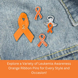 100 pack Flat Leukemia Awareness Pins - Orange Ribbon Pins for Leukemia Awareness - Perfect for Support Groups, Gift-Giving, and Fundraising