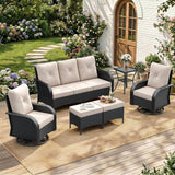 Outdoor Patio Furniture Set, 6 Pieces Wicker Swivel Rocker Chairs Sets