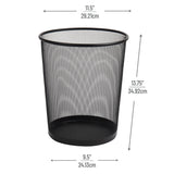Mind Reader Mesh Trash Can, Set of 3, Waste Paper Basket, Round, Office, Metal Mesh, 11.5" L x 11.5" W x 13.75" H, Black