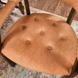 LEEMTORIG Faux Leather Dining Chair with Arms, Solid Wood Dining Chair with Supportive Back, Boss Caption's Chairs Office Desk Chairs, Espresso Legs & Orange PU CY-NX173-318OR
