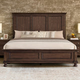 LUXOAK Solid Wood Queen Bed Frame, Traditional Wooden Platform Bed