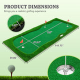 Golf Putting Green, Professional Large Golf Putting Mat with Realistic Turf, Golf Game Practice Equipment for Indoor Outdoor Putting Practice (Green, 5x12 FT)