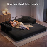 Cloud Boneless Convertible Sofa Bed, 5-in-1 Foldable Compressed High-Density Sponge Sofa, 70" Corduroy Fabric 2 Seater Sleeper Couch Futon Daybed for Living Room Bedroom (Black)