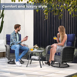 wildformers Luxury Outdoor Swivel Wicker Glider Patio Chairs with Table Set