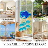 20 Inch Glass Sea Turtle Wind Chime Outdoor Beach House Decor