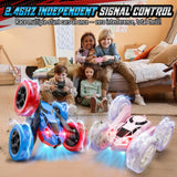 Hamdol STEM Remote Control Car for Kids, 360° Spinning Double-Sided Coloured Design RC Stunt Car with LED Lights, USB-C Rechargeable Educational Toy for Boys Ages 6–12, Ideal Birthday