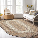Super Area Rugs Braided Rugs Farmhouse Kitchen Rug - Ridgewood Braided Rug for Living Room - Reversible - Indoor/Outdoor - Made in USA - Taupetone/Beige, 10' X 13' Oval