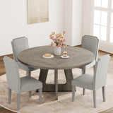 Garvee 47" Round Dining Table for 4 to 6, Farmhouse Kitchen Table with Cross Pedestal Base
