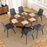 Extendable Round Dining Table Set for 6 People, 43.3"-59" Extendable Kitchen Table with 6 Upholstered Chairs