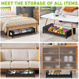 Tututry Under Bed Storage with Wheels, XXL 60L Under the Bed Storage Bins, Underbed Storage Containers with Lids & Label, Rolling Metal Drawer for Shoes, Clothes, Books, Toys (2-Pack Black)