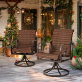 MELLCOM Patio Wicker Swivel Chair Set of 8, Heavy Duty Outdoor Dining Chair with 23.5'' High Back, Extra-Large Water-Fall Seat, Rattan Porch Gentle Rocker for Outside, Backyard, Garden