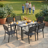 7 Piece Outdoor Dining Set All Weather Patio Dining Set with HDPE Wood-Like Tabletop