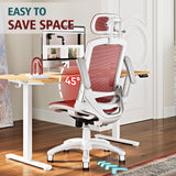 GABRYLLY Ergonomic Office Chair, High Back Home Desk Chair with 2D Flip-Up Arms, 3D Headrest, 90-120° Tilt and Wide Cushion, Big and Tall Mesh Chairs for Man Woman, Computer Task Chair Red