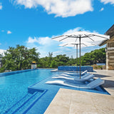 Midtown Umbrellas Push & Pop 10 Ft Patio Umbrellas with Push & Pop Mechanism, 8 Fiberglass Ribs & Terylast Polyester Fabric – For Deck, Pool, Cafés and Hotels – Ivory Canopy, Silver Pole