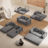 Living&Giving Convertible Boneless Couch, 5-in-1 Foldable Floor Futon Sofa Bed, 70" Corduroy Loveseat Sleeper with High-Density Foam & Firm Support for Small Apartment, Medium Gray