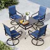 MFSTUDIO Patio Table and Chairs Set of 4, Swivel Mesh Chairs, Blue