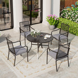 SUNSHINE VALLEY Patio Dining Set for 4, 42" Round Metal Table, 4 Chairs