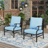 MIXPATIO, 2 Pack, Metal, Patio Chairs, 5.75" Cushions, High Back, Blue