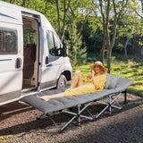 VINGLI Folding Camping Cot Bed,Camping Cots for Adults with Mattress, Foldable Cots for Sleeping with Pillow 1200D Layer Oxford for for Guest,Travel,Hiking Grey