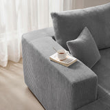 115" Modular Sectional Sofa, 3-Seater Boneless Cloud Couch, Gray