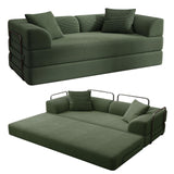 Cloud Boneless Couch Futon Sofa Bed, 5-in-1 Convertible Sofa Bed Pull Out Couch Sleeper Sofa Compressed Loveseat, 70" High-Density Sponge & Corduroy Fabric Futon Daybed for Living Room Bedroom(Green)