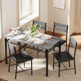 Dining Table Set for 4, Wood Kitchen Table with Upholstered Chairs for Kitchen Room and Small Spaces