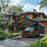 PHI VILLA 12x20 Carport, Metal Carports Canopy Heavy Duty Car Port Garage
