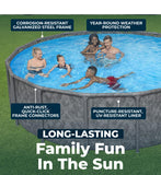 Bestway APX 365 16' x 48" Above Ground Pool, Round Metal Frame Outdoor Swimming Pool Set with Sand Filter Pump, Ladder, and Cover, Dark Marble
