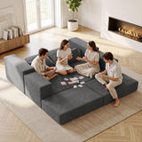 Cloud Modular Sectional Sofa, Comfy Boneless Couch for Living Room, Modern L-Shaped Couch with Reversible Chaise, Customizable Sleeper Sofa Bed with Non Slip, No Assembly & Deep Seat, Dark Grey