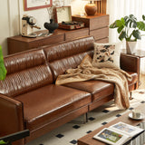 NessCarsti 86" Mid-Century 3-Seater PU Leather Sofa with High-Density Foam