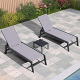 PURPLE LEAF Patio Chaise Lounge 2 Pieces with Wheels, Aluminum, Light Grey