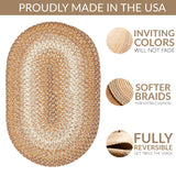 Super Area Rugs Braided Rugs Farmhouse Kitchen Rug - Ridgewood Braided Rug for Living Room - Reversible - Indoor/Outdoor - Made in USA - Taupetone/Beige, 10' X 13' Oval