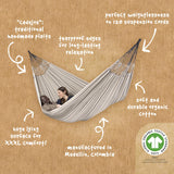 La Siesta Flora Classic Organic Cotton Hammock - Indoor/Outdoor Patio Bed, Portable 2-Person Double Hammock - King, Zebra