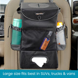 Large Car Trash Can for Back Seat - Car Garbage Bag With Tissue Holder and Bottle Pockets