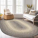 Super Area Rugs Large Braided Rugs 8X11 Farmhouse Kitchen Rug - Ridgewood Gray Large Braided Rug for Living Room - Reversible - Indoor/Outdoor - Made in USA - Graphite/Beige, 8' X 11' Oval