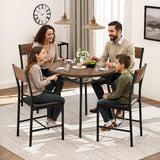 Pamapic Round Dining Table Set for 4, Kitchen Table and Chairs for 4, Dining Room Circle Dinner Pedestal Table