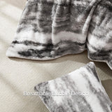 Wajade Fluffy King Comforter Set Grey White Soft & Fuzzy Faux Fur Comforter Luxury Lightweight Plush Bedding Set for Bedroom All Season