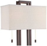 Possini Euro Design Modern Standing Floor Lamp 62" Tall Bronze Brown Openwork Frame 2-Light Oatmeal Linen Fabric Rectangular Shade Decor for Living Room Reading House Bedroom Home Office House