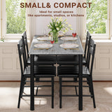 Dining Table Set for 4, Wood Kitchen Table with Upholstered Chairs for Kitchen Room and Small Spaces