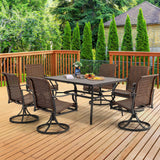 MELLCOM Patio Wicker Swivel Chair Set of 4, Heavy Duty Outdoor Dining Chair with 23.5'' High Back, Extra-Large Water-Fall Seat, Rattan Porch Seating Gentle Rocker for Outside, Backyard, Garden