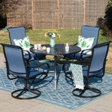 MFSTUDIO 5 Pcs Patio Table and Chairs Set, 42'' Round Metal Table