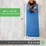 Gaiam Exercise & Fitness Mat - Premium Dry-Grip Thick Non Slip for Hot Yoga, Pilates & Floor Workouts (68"L x 24"W x 5mm) - Black Gaiam