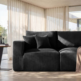Modular Sectional Sofa Bed with Ottoman, 79" Boneless Cloud Couch, Black